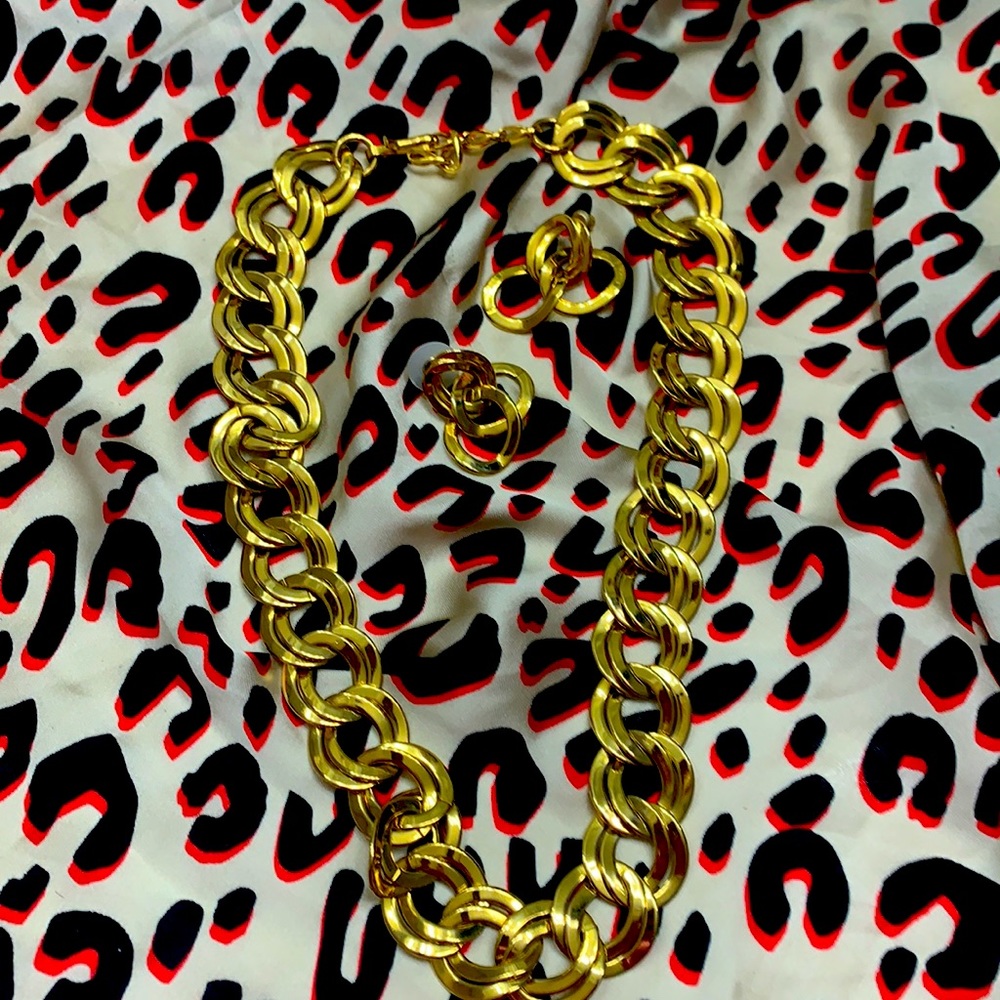 2piece necklace earrings set link chain
